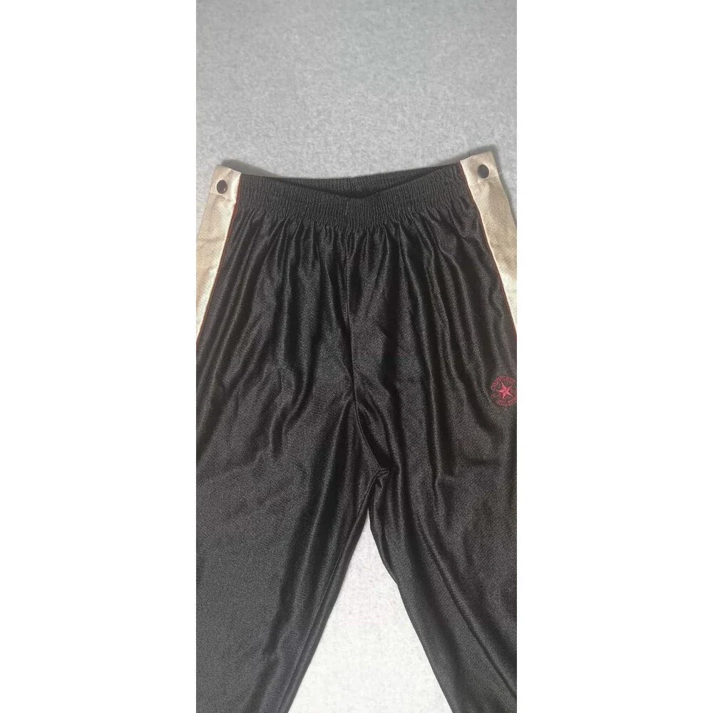 Vintage Converse All Star Button Up Snap Pants Mens Size Medium Black With White